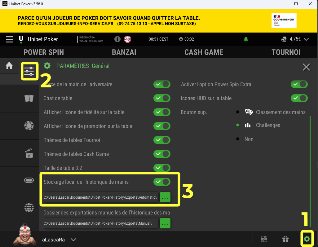 Configuración de Unibet